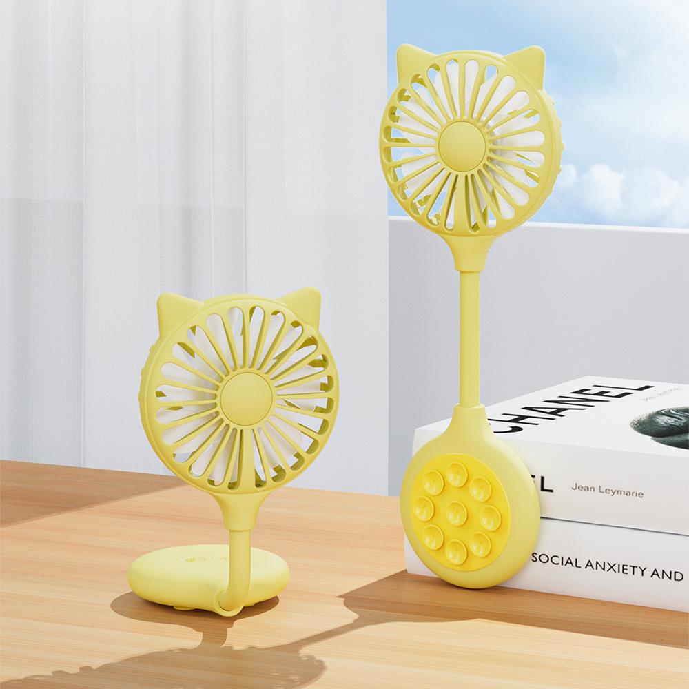 WangT6 Portable USB Mini Folding Fan with Suction Cup for Home and Outdoor Use