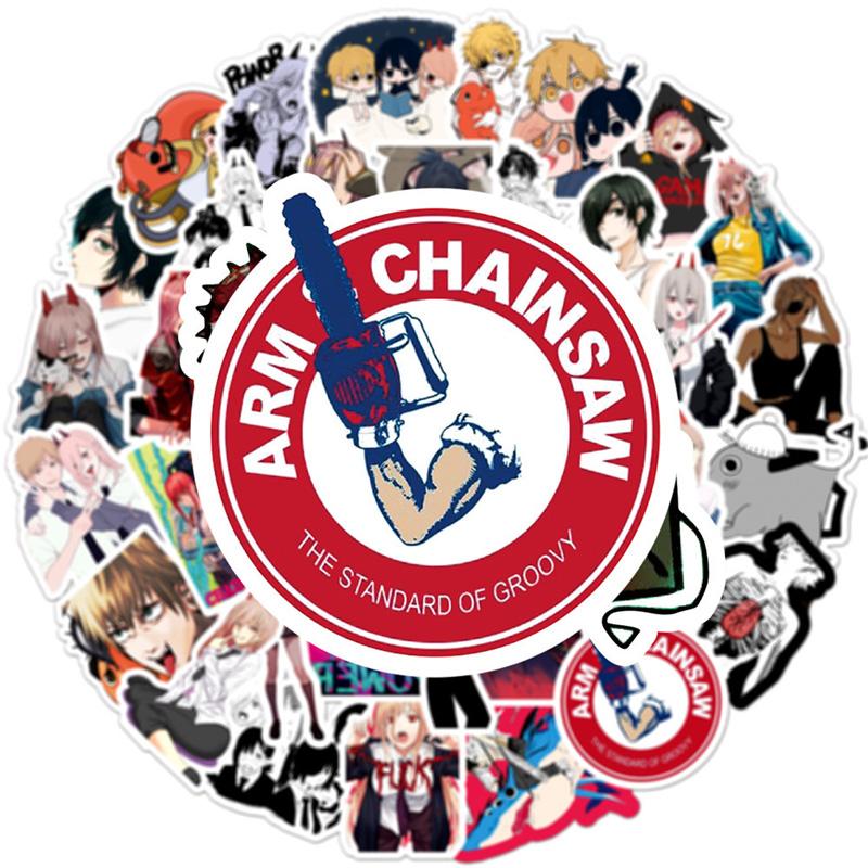 50 Наклейки «Человек с бензопилой» в стиле граффити Такие же милые наклейки Vtuber Наклейки на багаж Наклейки на кружку Наклейки для украшения ноутбука Водонепроницаемые наклейки