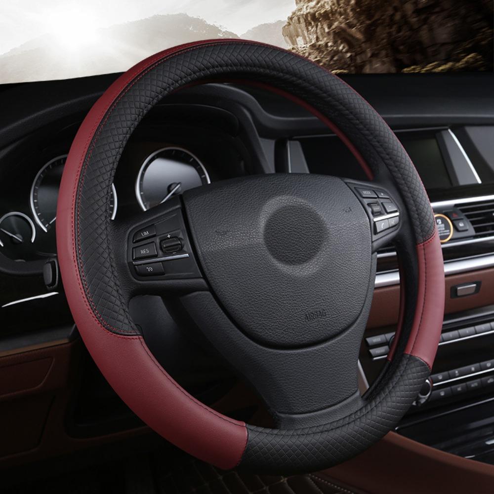 PU Leather Steering Wheel Cover 38cm Steering Cover Steer Wheel Protector Car Interior Decoration