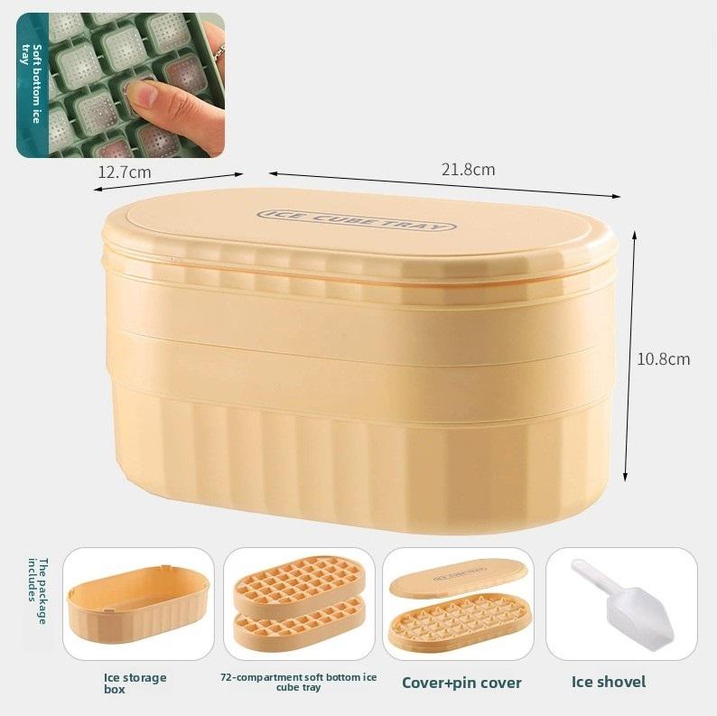 Easy Release 72Pcs Plastic Ice Cube Mold Tray with Storage Bin BPA Free Portable Ice Cream Tools for Whiskey