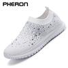 Fashion Vulcanized Shoes Sneakers Women Trainers Knitted Sneakers Ladies Slip-on Sock Shoes Sparkly Crystal Zapatillas Mujer Casual
