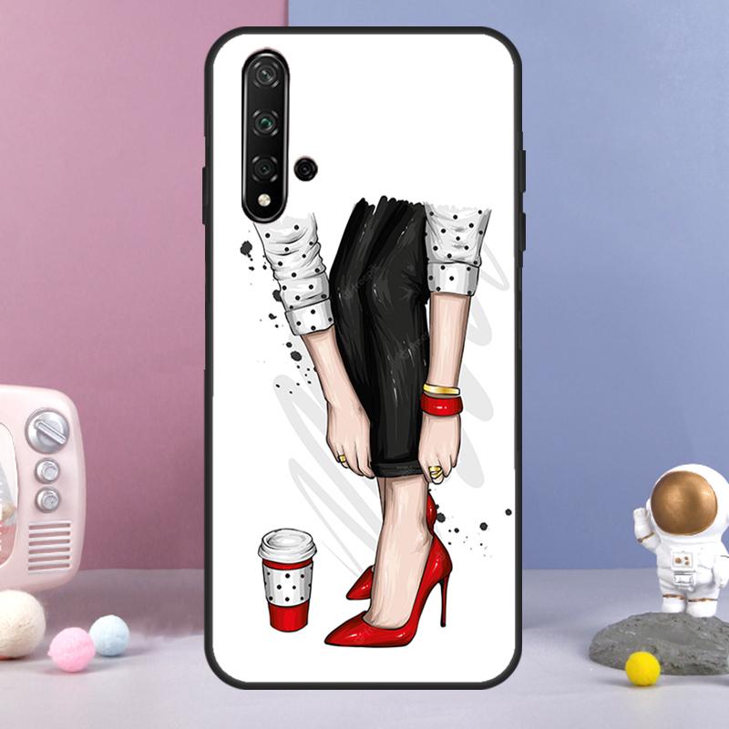 Модный Чехол для Huawei Nova 11 Pro 9 10 SE Y60 Y70 Y90 Y61 Y91 Y73 Y72 12i 11i 8i P20 P40 P30 Lite Девушка на Высоких Каблуках
