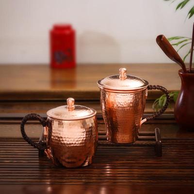 Медная кружка ручной работы, утолщенная, красная, для вина, чая и воды