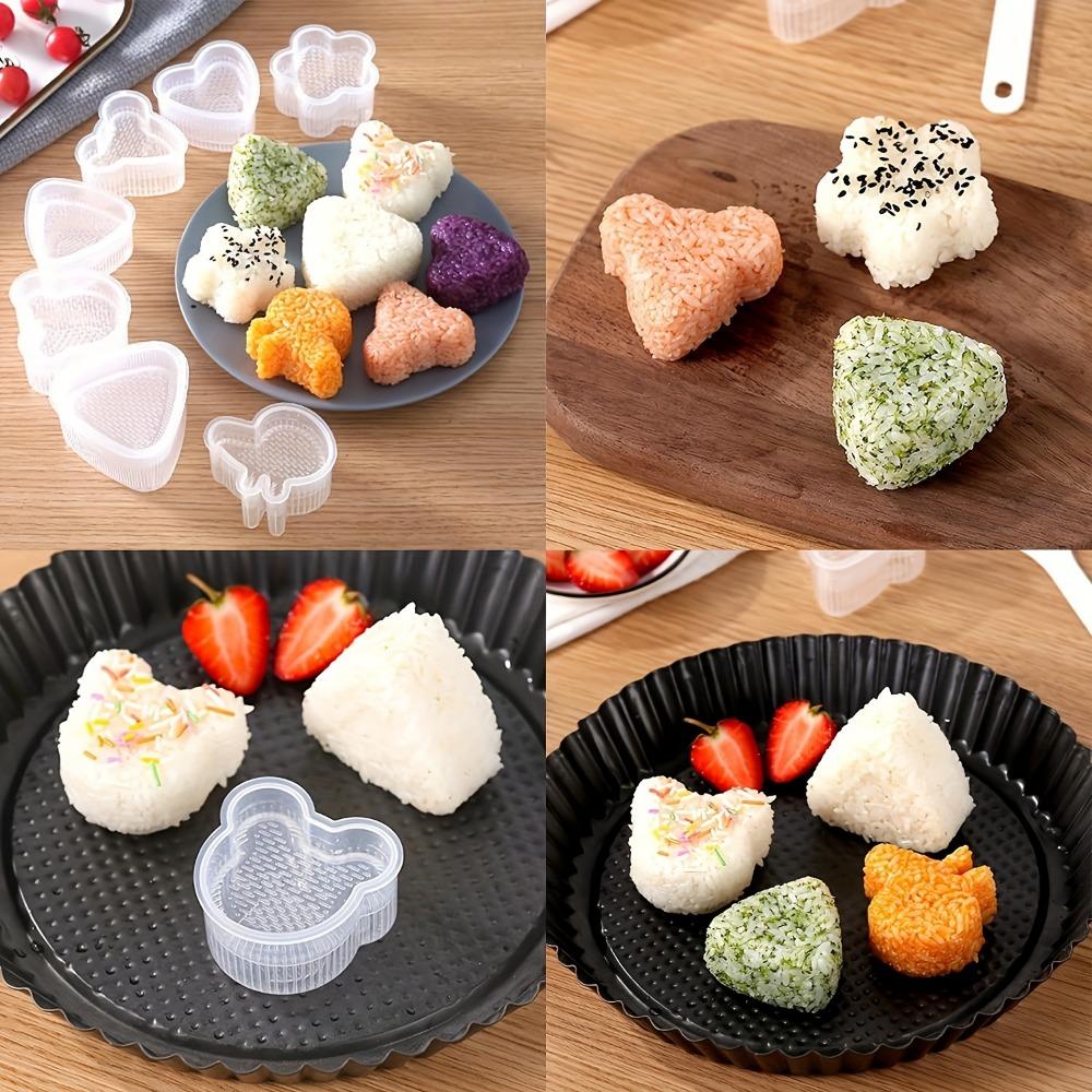 5Piece Cartoon Sushi & Onigiri Mold Set, Uncharged Rice & Vegetable Roll Maker, DIY Triangle Rice Ball Press, Bento Lunch Mould Kit