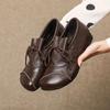 Женские лоферы из коричневой кожи – Удобная обувь на плоской подошве с плетеным шнурком для повседневной носки zapatos de mujer