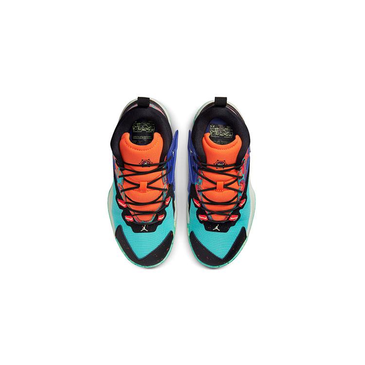 Jordan Zion 1 Zion Mid top Баскетбольные кроссовки для выступлений Оранжево-зеленые Детские Возраст 3-7 лет DC2024-800