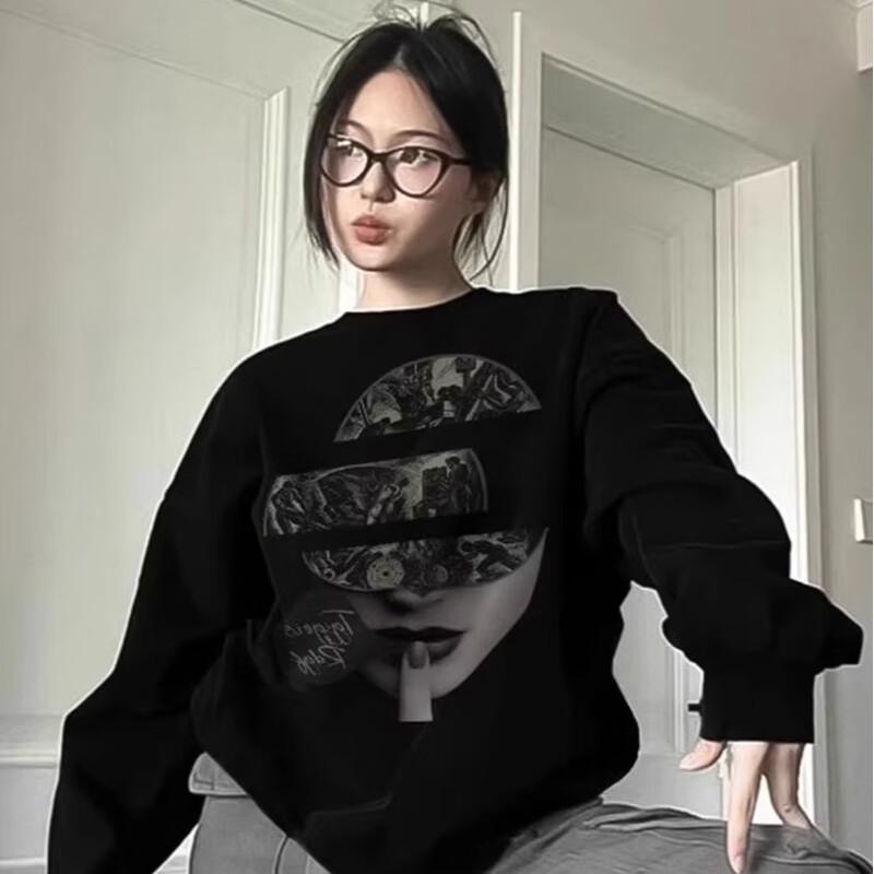 Свитшот La Chapelle Vintage с принтом персонажей, свободный, с круглым вырезом