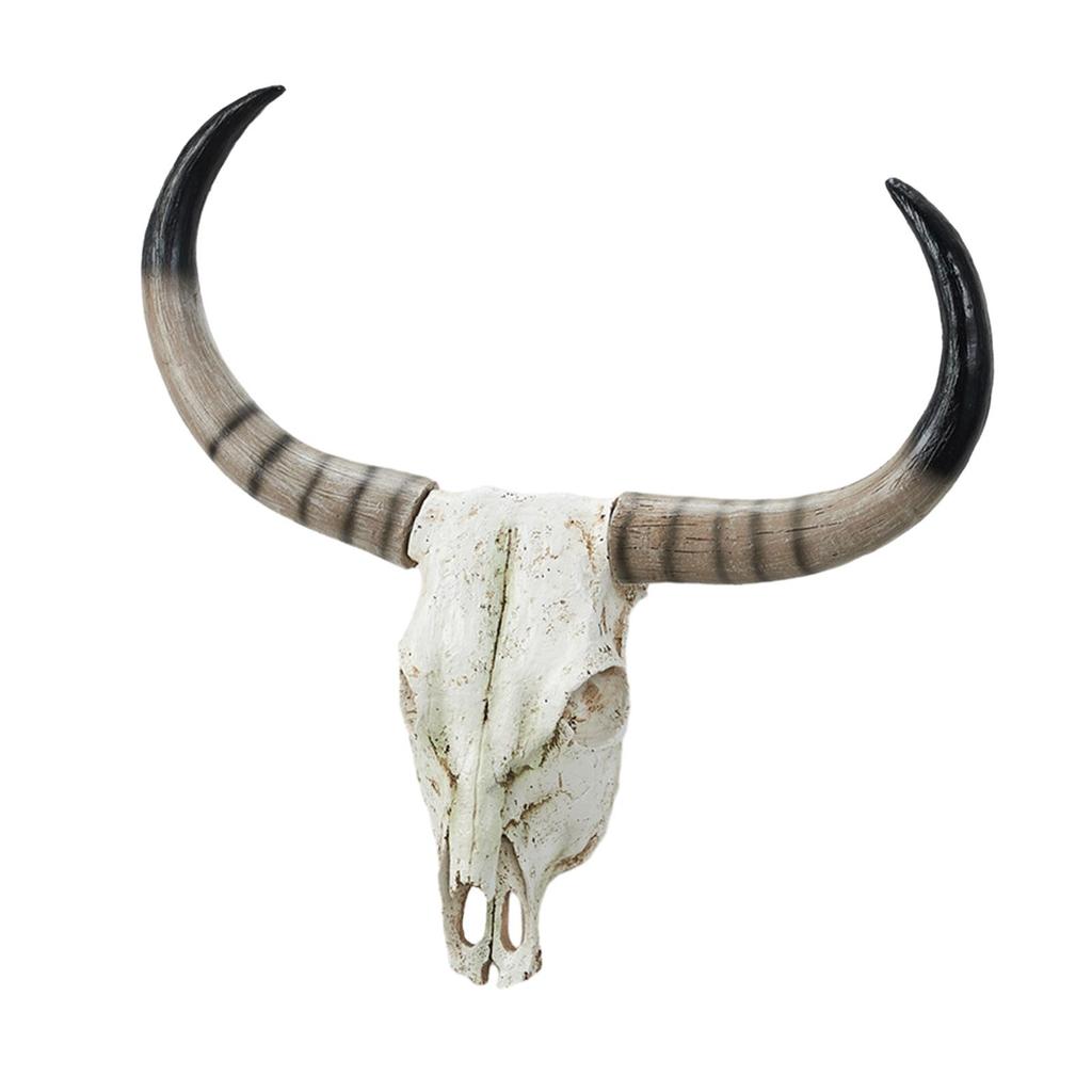 Long Horn Cow Skull Wall Sculpture Animals Heads Decor for Cabinet Home