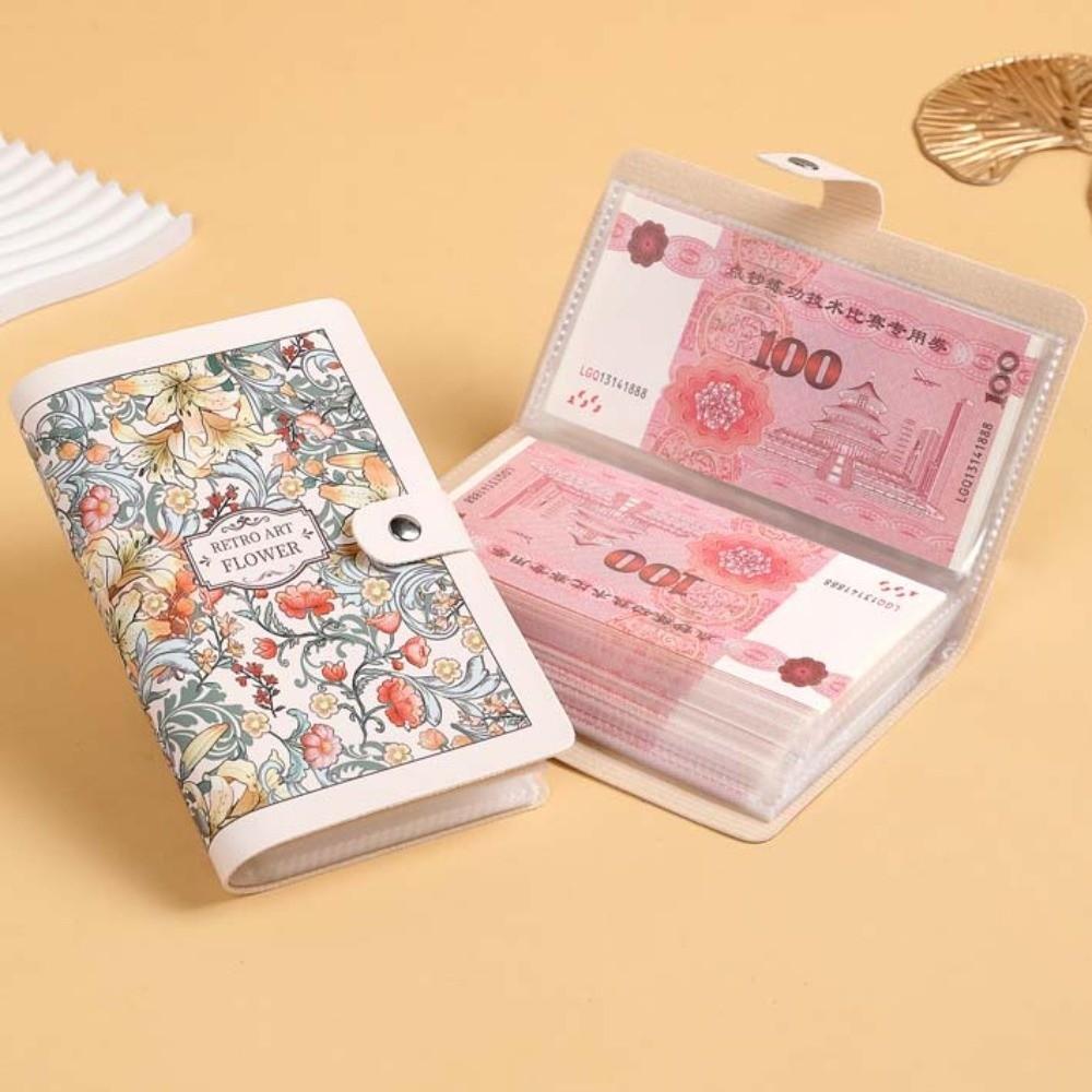 A6 Button Notebook for Money Flower Printed Anti-splash Water Cash Budget Ledger Daily Plan Diary Notepad Leather Savings Book