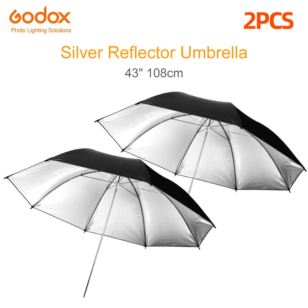 Godox 33" 84cm 40" 102cm 43" 108cm Reflector Umbrella Photo Studio Flash Light Grained Black Silver Umbrella