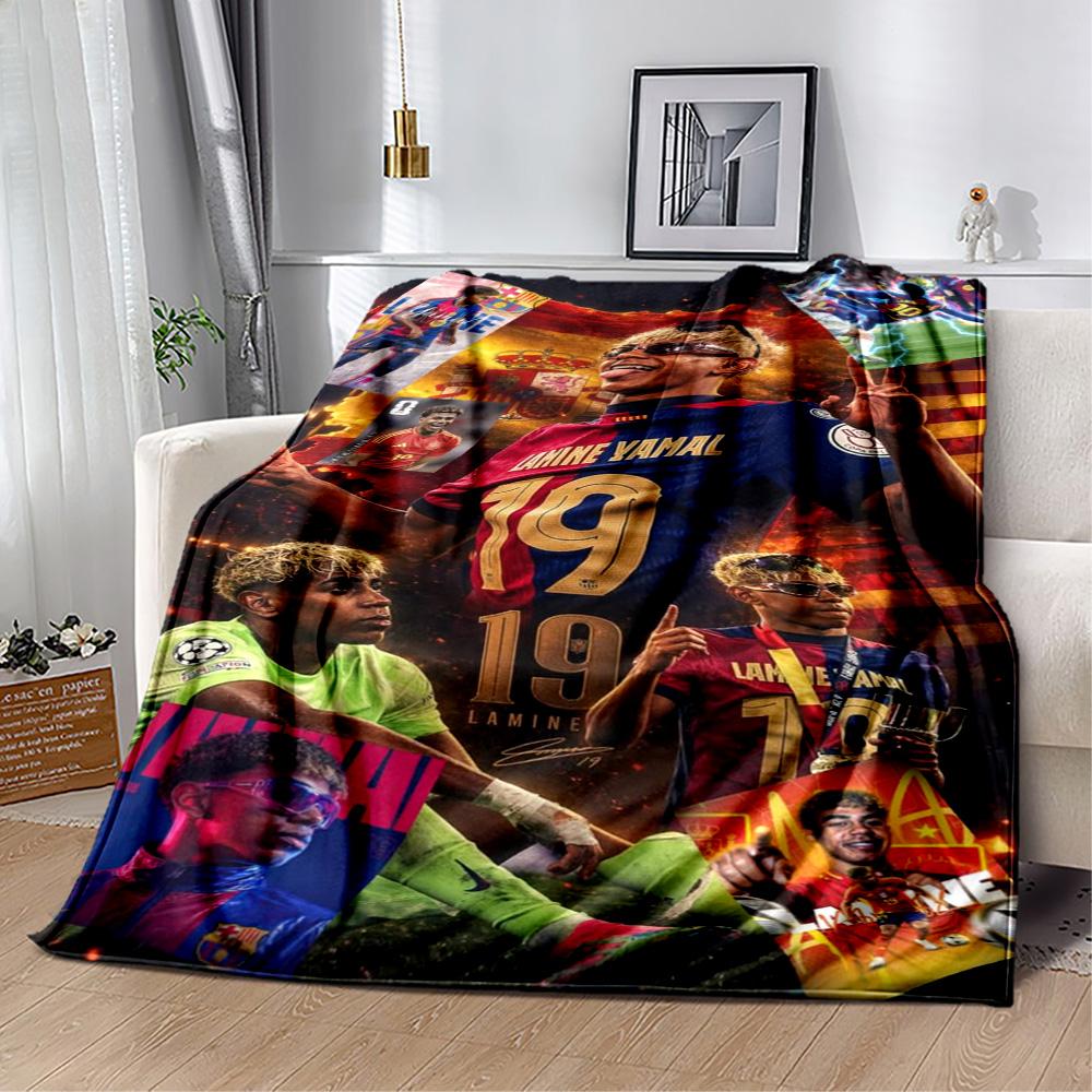 Lamine Yamal's Football Stars Unite: Lamine Yamal's Impact Blanket Warmthful Decor Perfect for Bedding Bed Picnics Four Seasons Universal Playful Desi