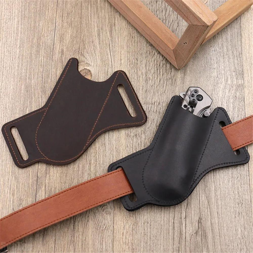 Кожаный Карманный EDC Пояс для Мужчины Чехол для Складного Ножа на 5 Дюймов Cross Draw Правосторонний Открытый Сверху 2025