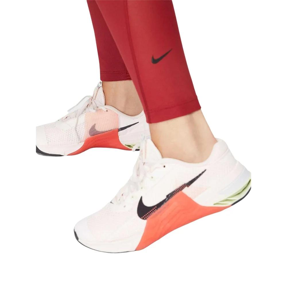 Nike Леггинсы женские с логотипом и высокой талией, однотонные, красные DD0249-690