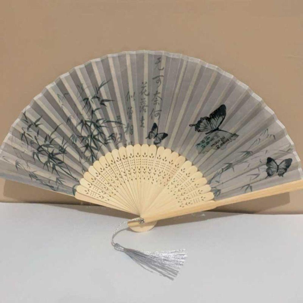 Веер для классического танца в китайском стиле, высококачественный веер с росписью тушью, новый складной веер с кисточками