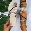 Comfortable Women's Shoes Big Size Sandals Slippers Female Summer Beach Sandals Rhinestone Flat Bottom Popular Slippers
