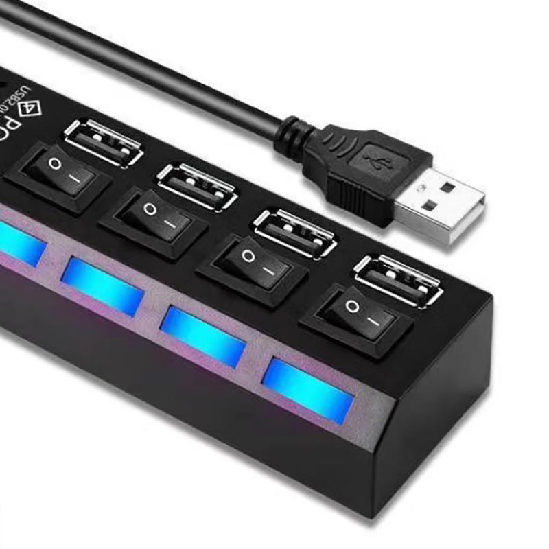 1Pcs 4-Port Usb Hub One To Four Splitter Hub Plug And Play Independent Switch Small Socket Hub Usb 4-Port Splitter For Laptops