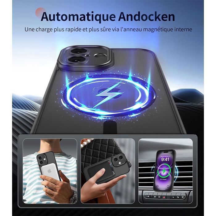 Coque de Protection - BOOLING - pour iPhone 17 Pro - Noir - 2 Verres Trempés - Antichoc