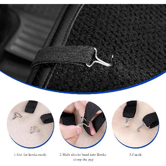 32 PCS Car Seat Cover Plum Plate Metal Hooks, 16 Metal Fixing Hooks & 16 Auto Seat Covers Chucks, Anti-Slip Plastic Card Fixed Fastener Locking Clip
