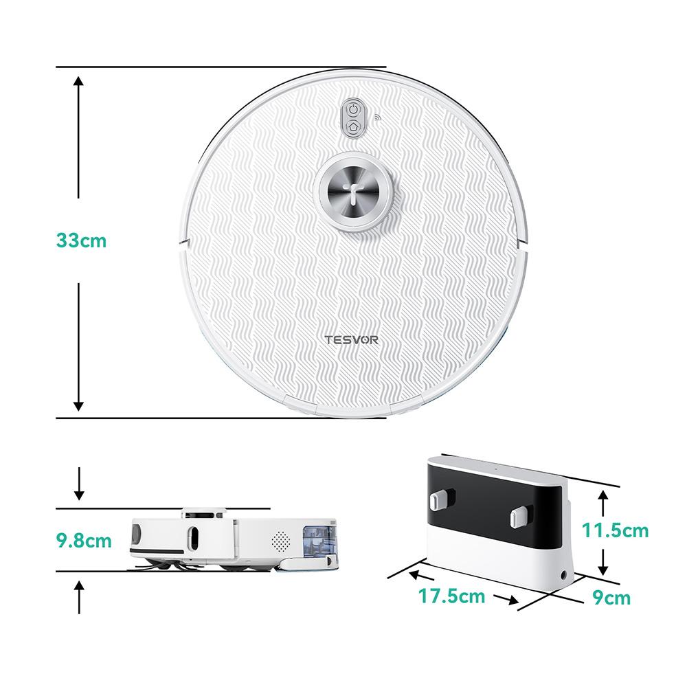 Tesvor S8 Pro 2 In 1 Robot Vacuum Cleaner with Wiping Function, 6000Pa Suction, LiDAR Navigation, 240min Running Time, APP/Alexa Control