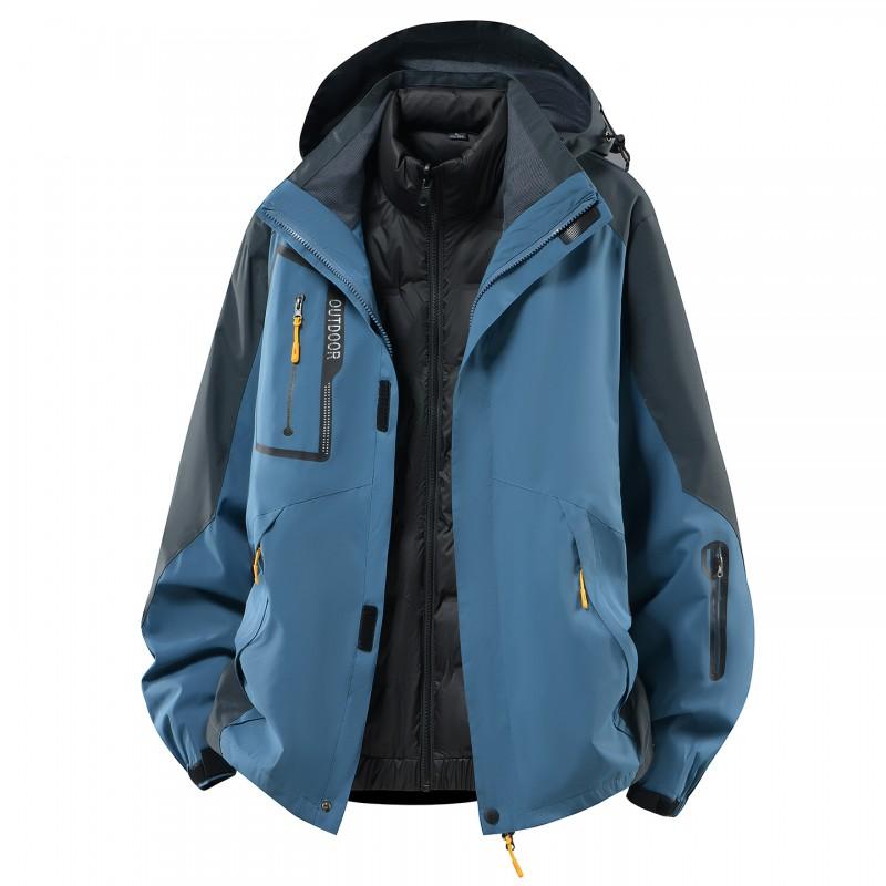 Mens/Womens 3-in-1 Detachable Winter Waterproof Windproof Outdoor Jacket With Down Insulated Liner Hiking Camping