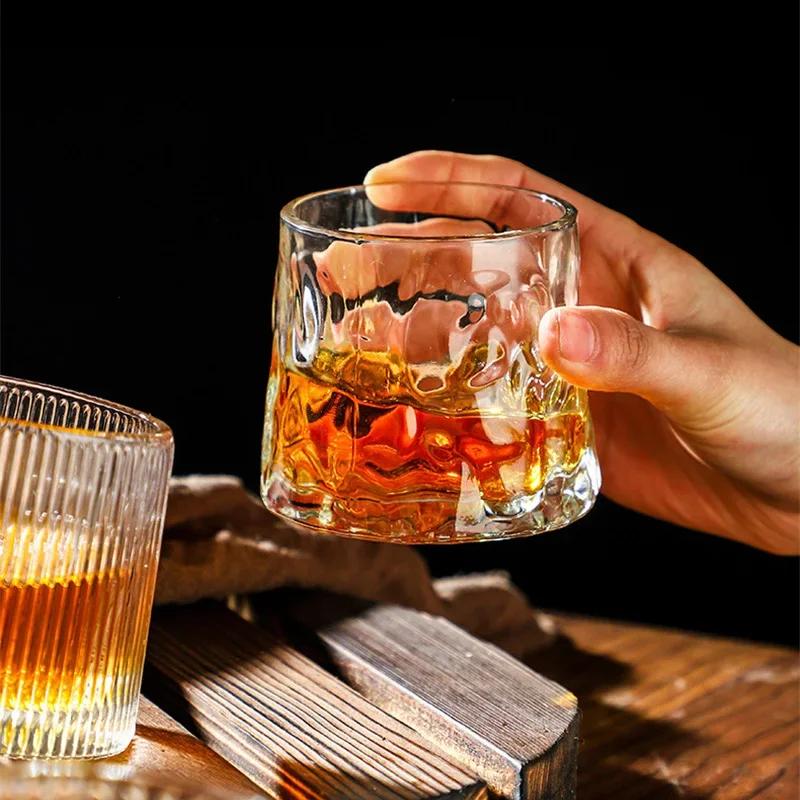 Creative Crystal Whiskey Glass Old Fashioned Rocks Glasses Tumblers Glassware for Cocktail Scotch Spinning Tops Design Glasses
