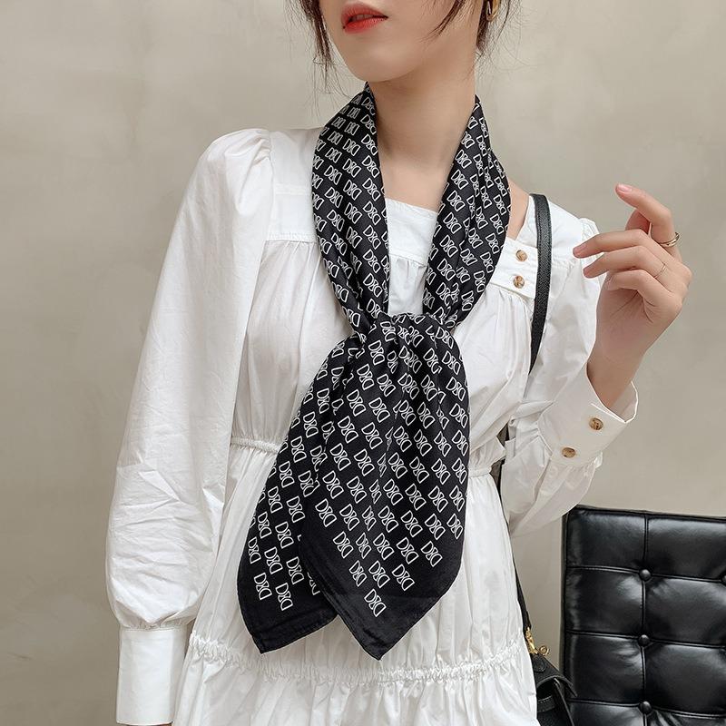 New Square Scarf Emulated Silk Scarf Fashionable Professional Scarf Versatile Light Thin Breathable Twill Scarf Shawl