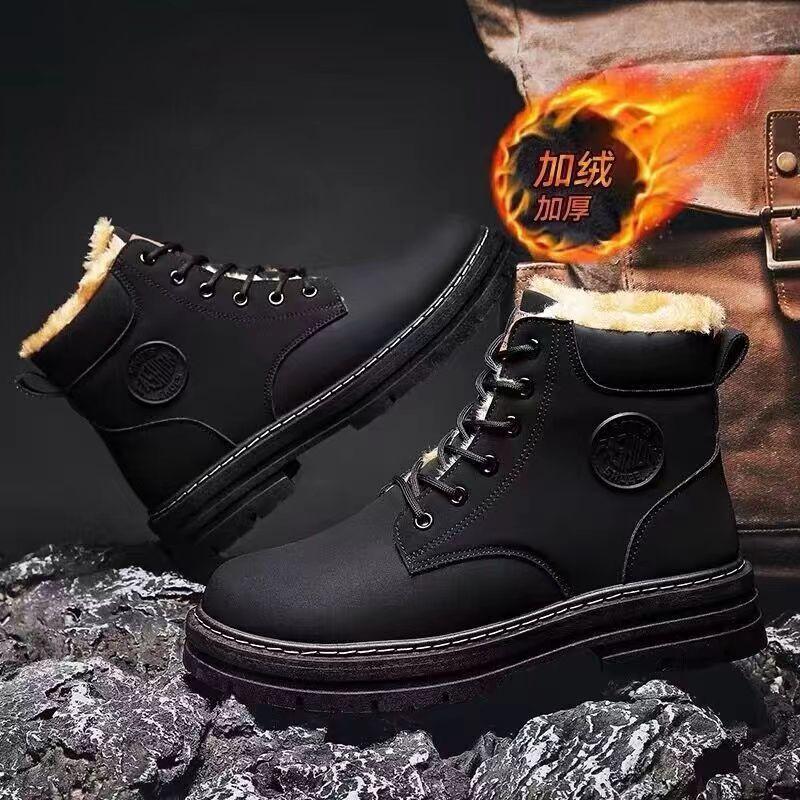 Autumn High Top Men's Leather Boots Classic Fashion Durable Waterproof High Top Boots Soft Sole Anti Slip Yellow Ankle Boots