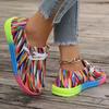 2025 Large Lace Up Colored Low Top Single Shoe Women's Ethnic Style Graffiti Lazy Canvas Flat Bottom Single Shoe