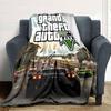 1 шт. Мягкое фланелевое одеяло Grand Theft Auto с дизайнерским принтом. Уютное одеяло для всех сезонов, идеально подходит для дивана, кровати, офиса