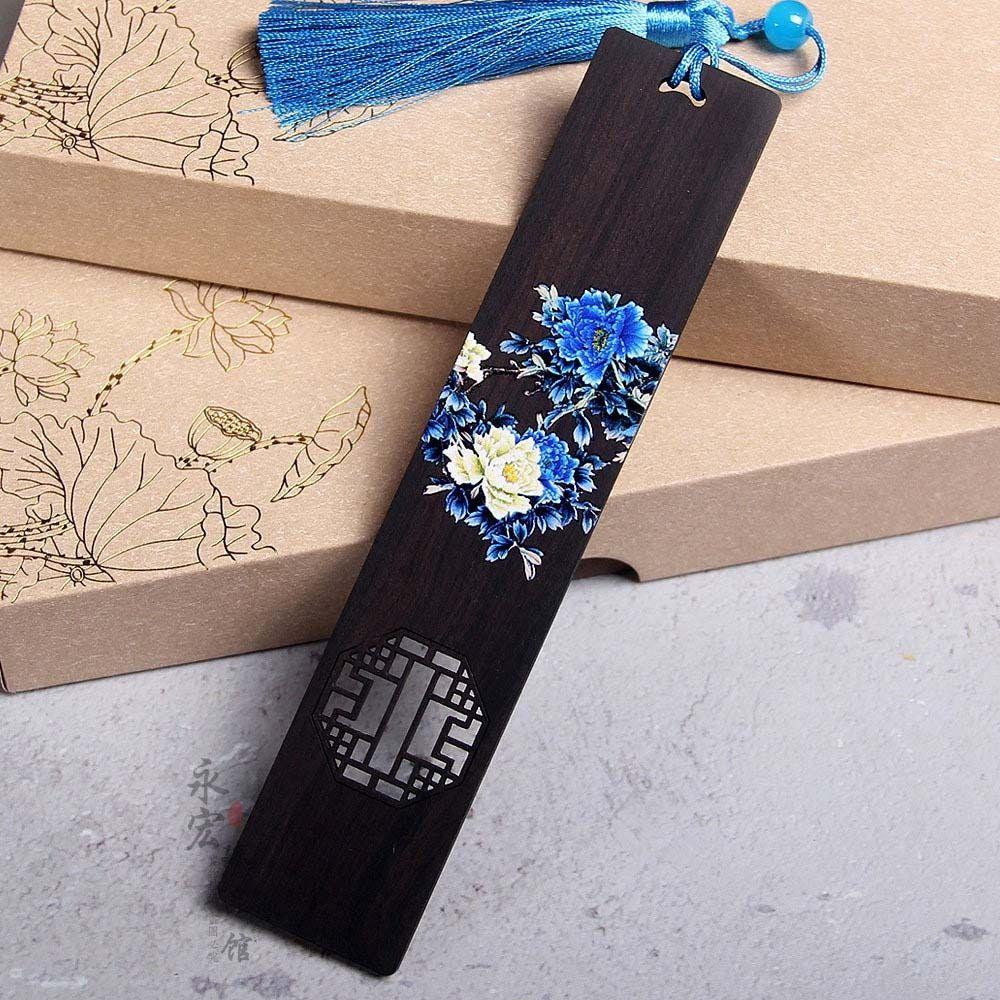 Деревянная цветная расписная закладка в китайском стиле с резьбой в стиле ретро, зажим для книг из черного дерева, отметка для нумерации страниц, канцелярские принадлежности для школьников