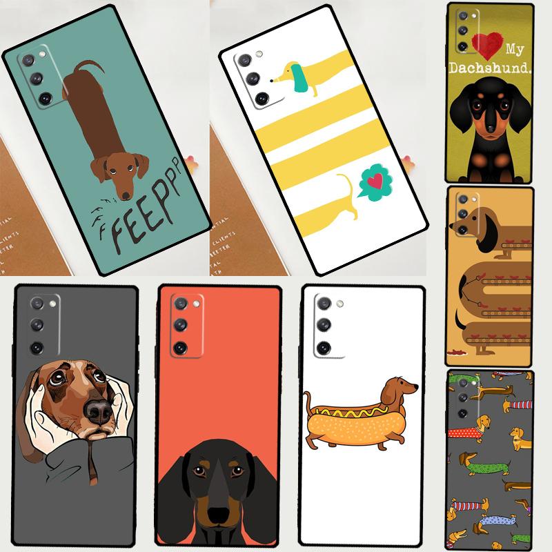 Cartoon Dachshund Sausage Dog Phone Case For Samsung Galaxy S25 S24 S23 S22 S21 Ultra S9 S10 Plus S20 FE Funda Cover Shell