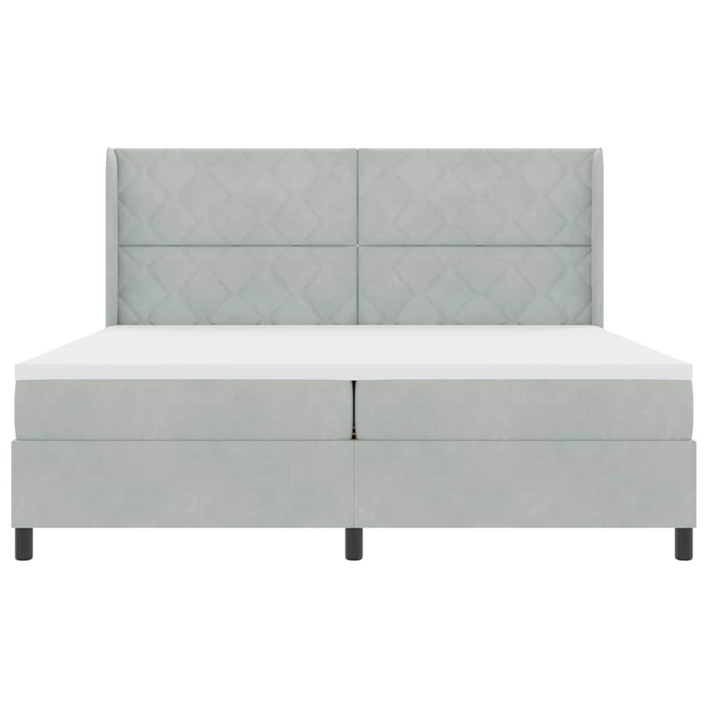 Boxspring Bed with Headboard Light Grey 200 x 200 cm Velvet