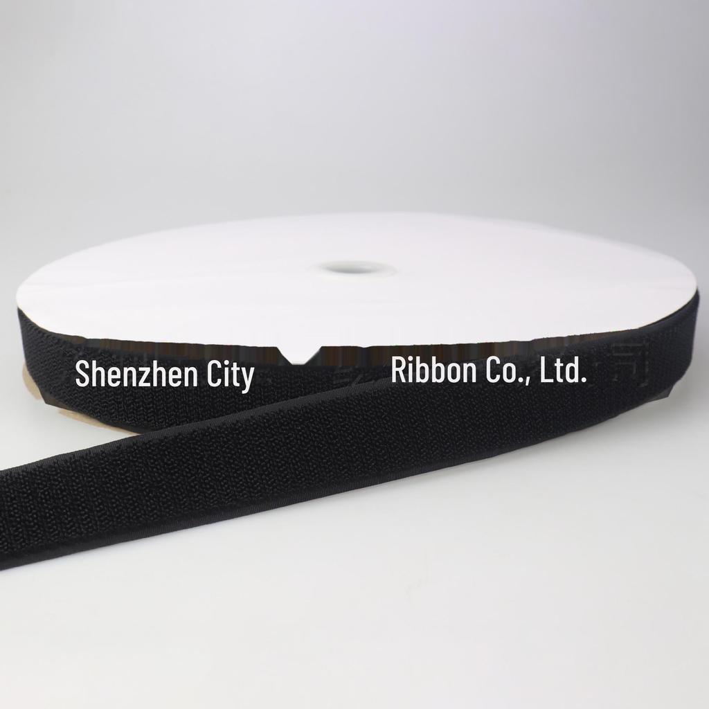 Эластичная черно-белая самоклеящаяся застежка-липучка