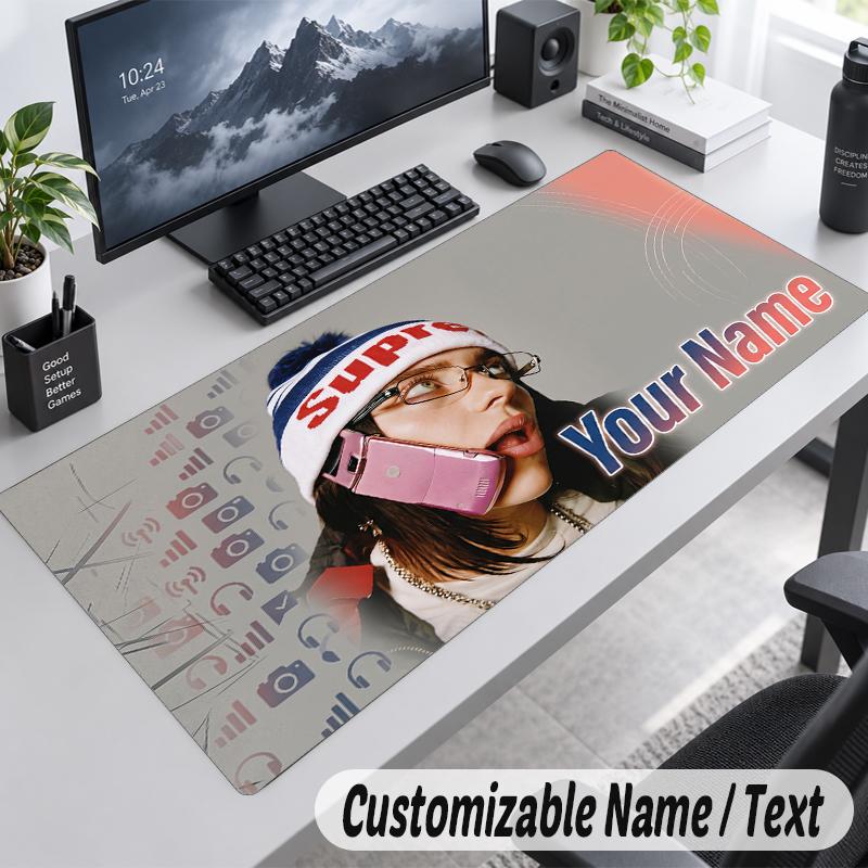 Custom Name Text Mouse Pad Billie Eilish Personalized Desk Pad For Work And Gaming