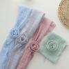 Detachable Design Long Scarf Rose Decor Neck Scarf Polka Dot Neckerchief Women Accessories