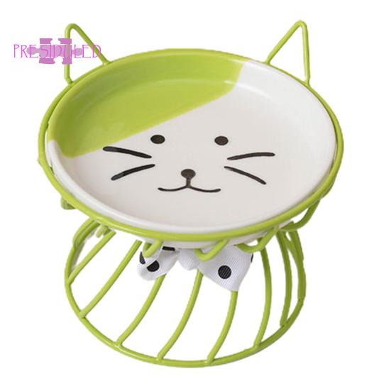 Приподнятая миска для кошачьего корма, большая вместимость, против рвоты, керамическая посуда с кронштейном — Товары для домашних животных