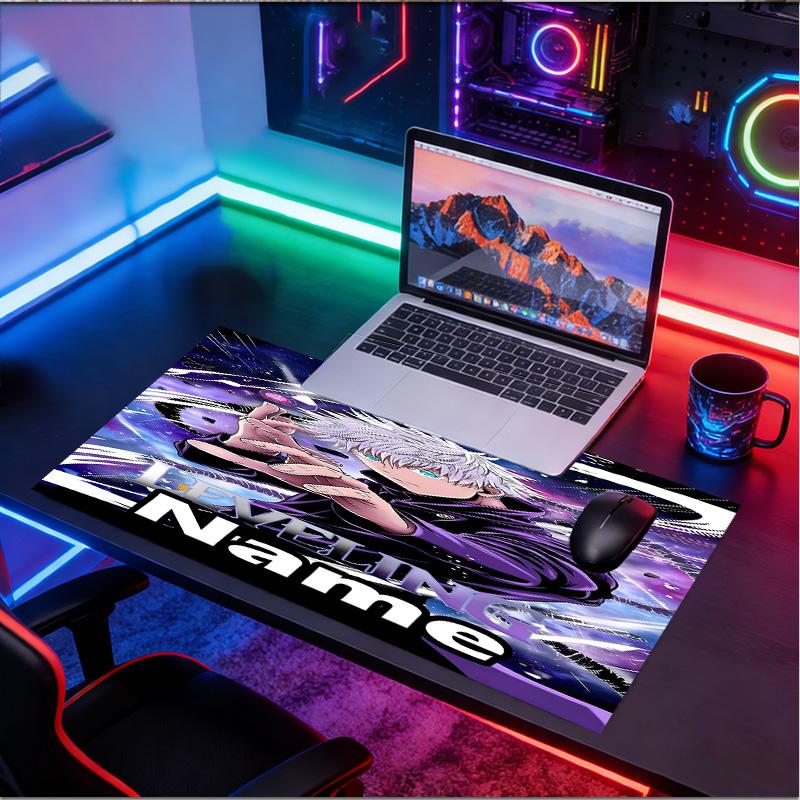 Custom Name Personalized Jujutsu Kaisen Pattern Mousepad, Laptop PC Desk Mat, Decorative Desk Mat for Home Keyboard Pad Gift