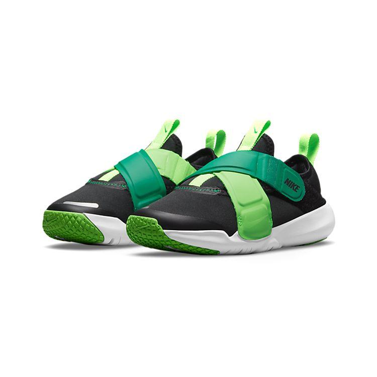 Nike Flex Advance Слипоны на липучке Низкие Детские Кроссовки для Бега Детские кроссовки Черный Зеленый CZ0186-004