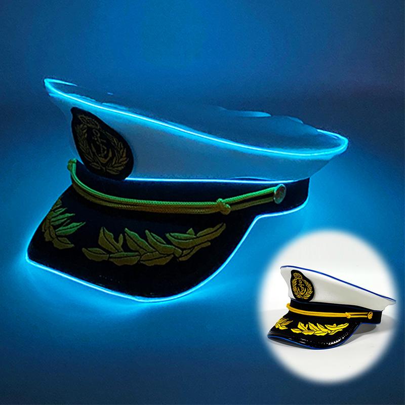 LED Pirate Hat Pirate Theme Holiday Cosplay Pirate Costume Decorations Glowing Captain Hat Colonial Tricorn Hat Woman Skull Hat
