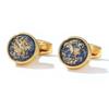 Men's Round Gold Cufflinks with Colorful Pattern - Light Luxury Shirt Accessories, In Stock