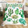 Cartoon Cactus Duvet Cover Green Plants Succulents Bedding Duvet Cover Kids Teens Nature Art Soft Microfiber Bedroom Decorative