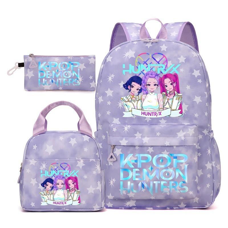 Korean Drama Inspired School Backpack Set With Lunch Bag Pencil Case Teen Girls Nylon 13-inch Laptop Compatible