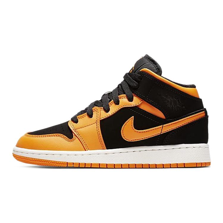 Jordan 1 Mid GS Black Orange Peel White 554725-081