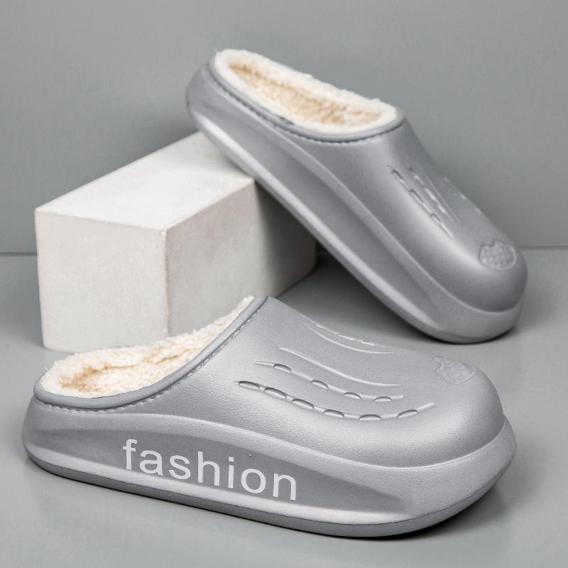 Модные зимние мужские тапочки, пушистые, домашняя обувь, мягкие, легкие, нескользящие, удобные, для дома, парные зимние теплые сабо