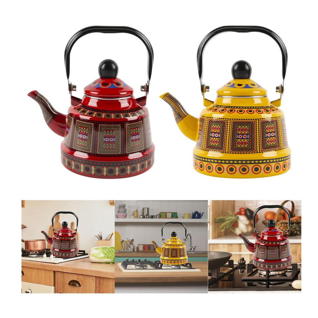 2.5 л Чайник для чая и кофе с крышкой, для наливания и кипячения воды, ретро чайник для воды, эмалированный чайник для дома, кухни, отеля, ресторана