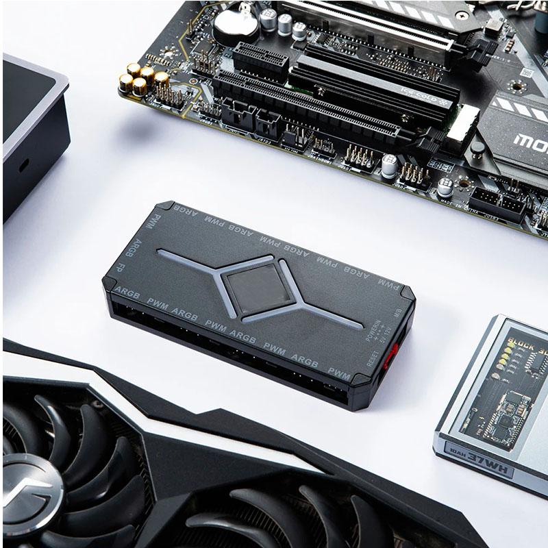1 К 9 3 в 1 5V 3-контактный ARGB контроллер Хаб для вентиляторов охлаждения PWM Хаб для вентиляторов PWM ARGB Хаб для 5V адресуемых ARGB вентиляторов для компьютерного корпуса ПК