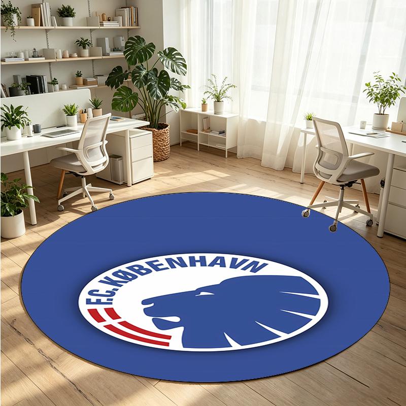 FC Copenhagen Printed Round Crystal Velvet Rug Soft Non Slip Floor Carpet For Bedroom Holiday Gift