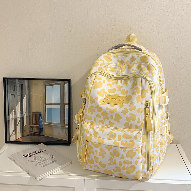 Nylon Cow Pattern Backpack For Women With 20l Capacity For Daily Use