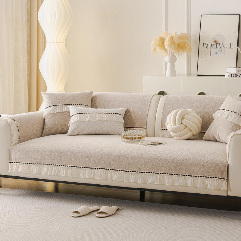 French Sofa Cushion, Universal In All Seasons, Non-Slip Seat Cushion New Cream Wind High-End Straight Row Sofa Cover