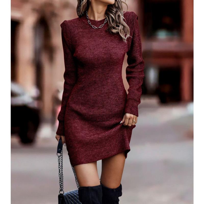 DAFIFY Женская мода повседневная осень-зима однотонный принт длинный рукав O-образный вырез свитера